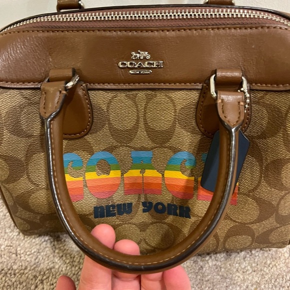 Coach Mini Bennett Satchel in Signature Canvas with Rainbow Animation - Picture 7 of 14